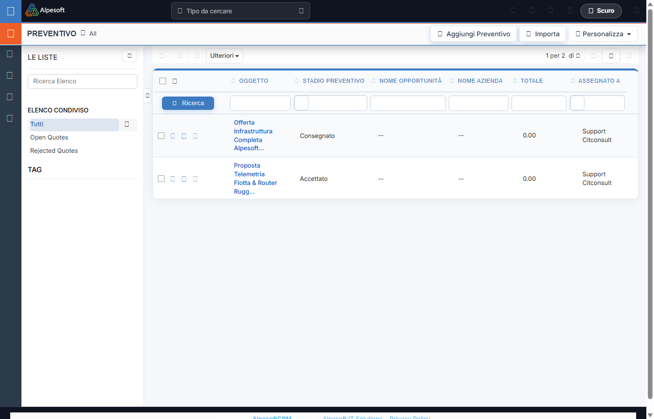 Angebots- und Auftragsverwaltung AlpesoftCRM